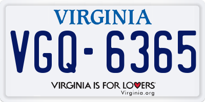 VA license plate VGQ6365