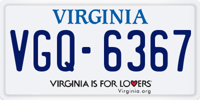 VA license plate VGQ6367