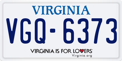 VA license plate VGQ6373