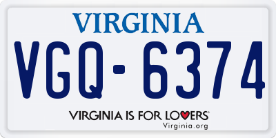 VA license plate VGQ6374