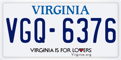 VA license plate VGQ6376