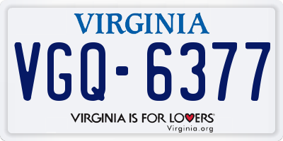 VA license plate VGQ6377