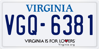 VA license plate VGQ6381