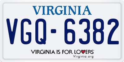 VA license plate VGQ6382