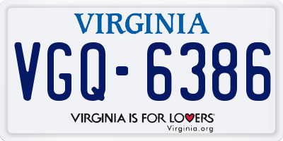 VA license plate VGQ6386