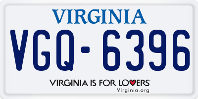 VA license plate VGQ6396