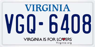VA license plate VGQ6408