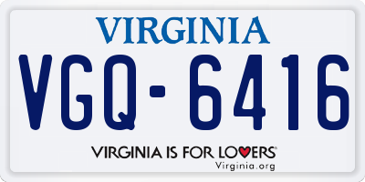 VA license plate VGQ6416