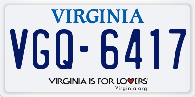 VA license plate VGQ6417