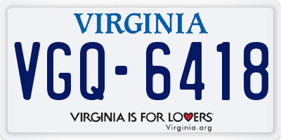 VA license plate VGQ6418