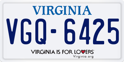 VA license plate VGQ6425