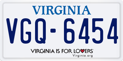 VA license plate VGQ6454