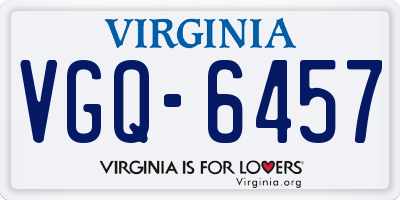 VA license plate VGQ6457