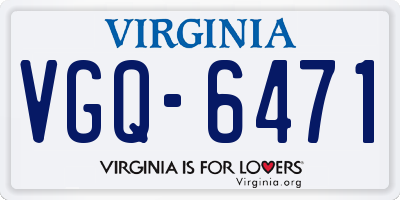 VA license plate VGQ6471