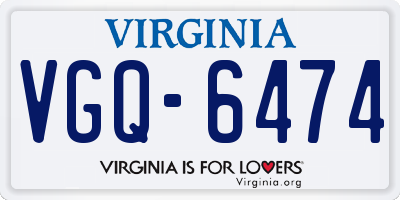 VA license plate VGQ6474