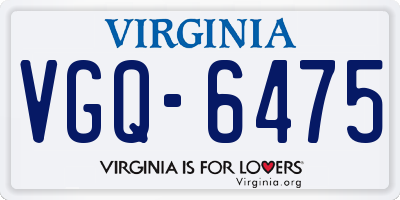 VA license plate VGQ6475