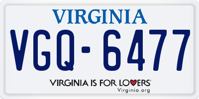 VA license plate VGQ6477