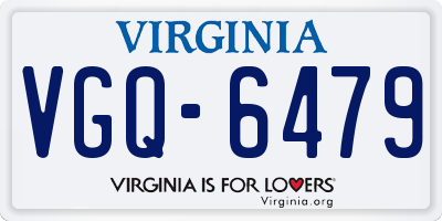 VA license plate VGQ6479