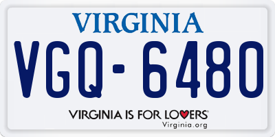 VA license plate VGQ6480