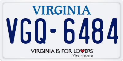 VA license plate VGQ6484