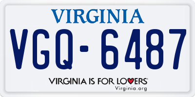 VA license plate VGQ6487
