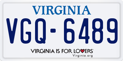 VA license plate VGQ6489