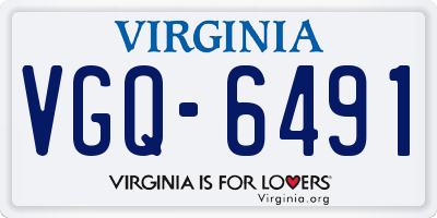 VA license plate VGQ6491
