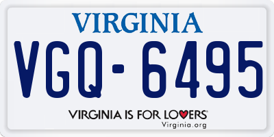 VA license plate VGQ6495