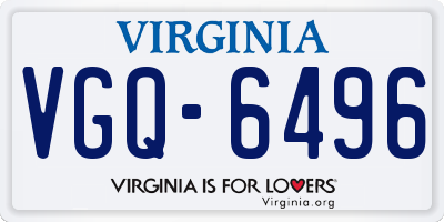 VA license plate VGQ6496