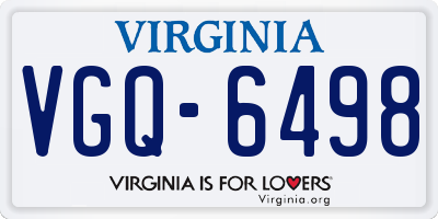 VA license plate VGQ6498