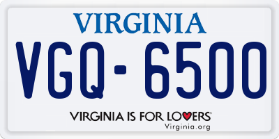 VA license plate VGQ6500