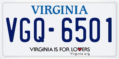 VA license plate VGQ6501