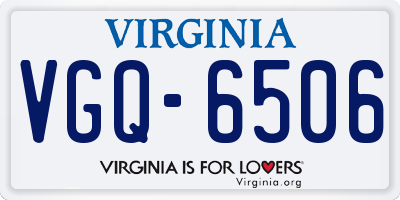 VA license plate VGQ6506