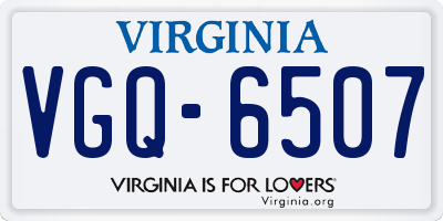 VA license plate VGQ6507