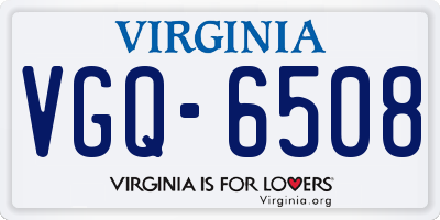VA license plate VGQ6508