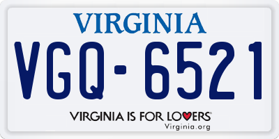 VA license plate VGQ6521
