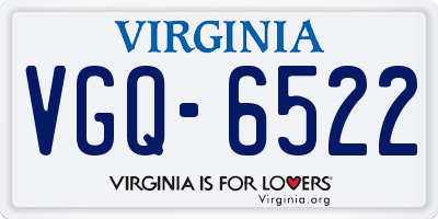 VA license plate VGQ6522