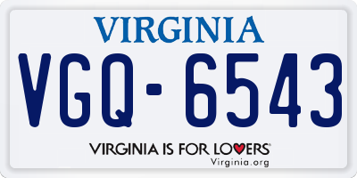 VA license plate VGQ6543