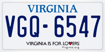 VA license plate VGQ6547