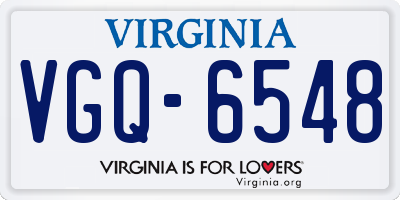 VA license plate VGQ6548