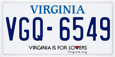 VA license plate VGQ6549