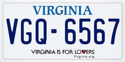 VA license plate VGQ6567