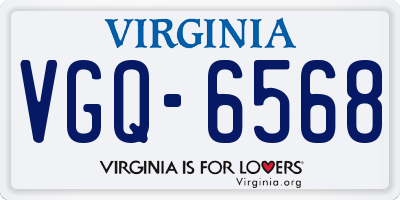 VA license plate VGQ6568