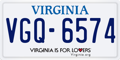 VA license plate VGQ6574