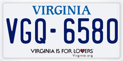 VA license plate VGQ6580