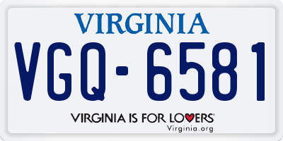VA license plate VGQ6581