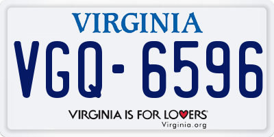 VA license plate VGQ6596