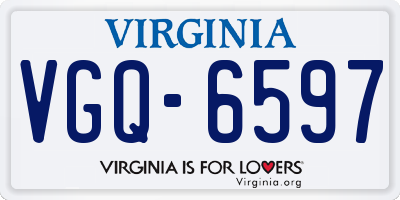 VA license plate VGQ6597