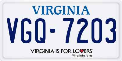 VA license plate VGQ7203