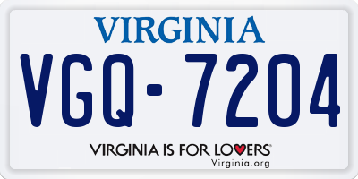 VA license plate VGQ7204